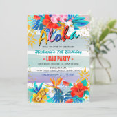 Tropische Floral Aloha Luau Birthday Party Kaart (Staand voorkant)