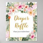 Tropische Floral Aloha Luier Raffle Poster (Voorkant)