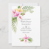 Tropische Floral Aloha QR Code RSVP Weddenschap Kaart (Voorkant)