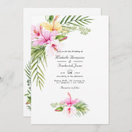 Tropische Floral Aloha QR Code RSVP Weddenschap Kaart