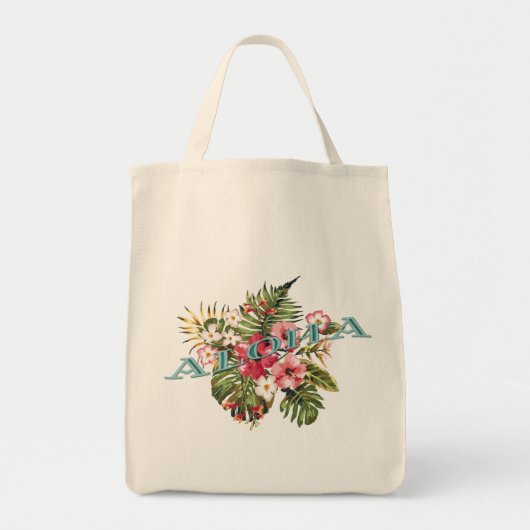 Tropische Floral Aloha Tote Bag (Voorkant)