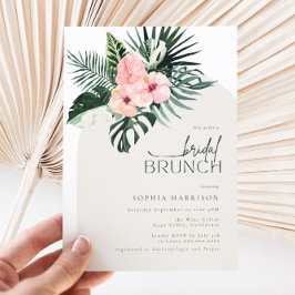 Tropische Floral Arch Bridal Brunch Uitnodiging