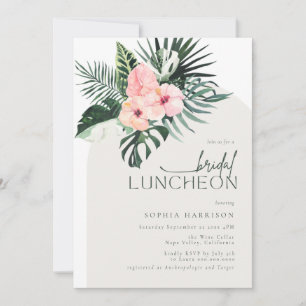Tropische Floral Arch Bridal Luncheon Kaart