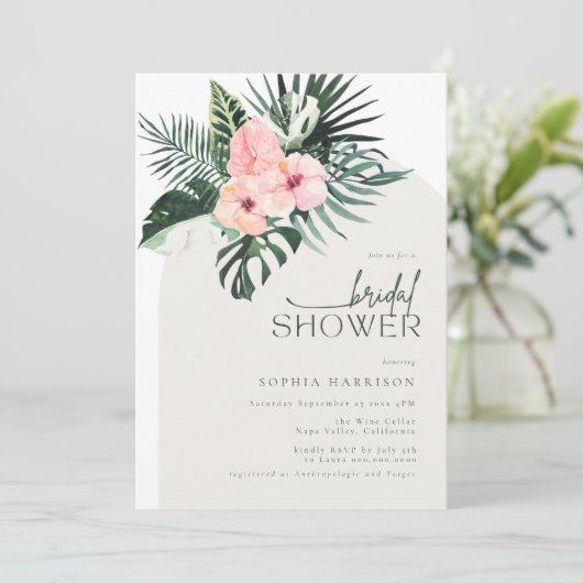 Tropische Floral Arch Bridal Shower Kaart (Staand voorkant)