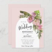 Tropische Floral Arch Budget Summer Weduwen Uitnod (Voorkant / Achterkant)