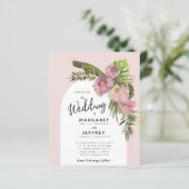 Tropische Floral Arch Budget Summer Weduwen Uitnod (Staand voorkant)
