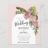Tropische Floral Arch Budget Summer Weduwen Uitnod (Voorkant)