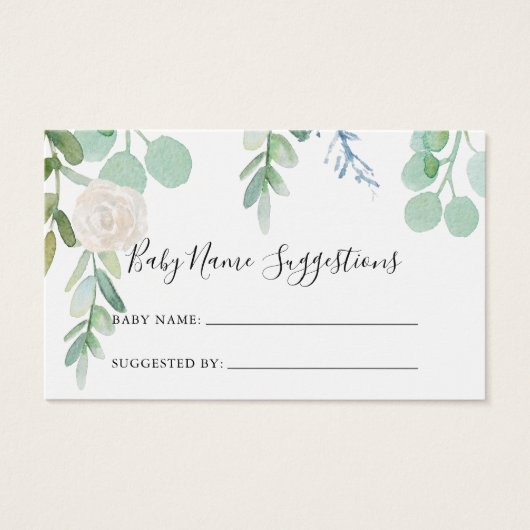Tropische Floral Baby Name Suggestis Card Visitekaartje (Voorkant)