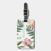 Tropische Floral Bagagelabel (Voorkant verticaal)