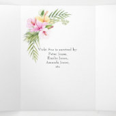 Tropische Floral Beach Celebration of Life Drieluik Uitnodiging (Binnenkant midden)