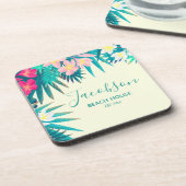 Tropische Floral Beach House Family Summer Vacking Bier Onderzetter (Linkerzijde)