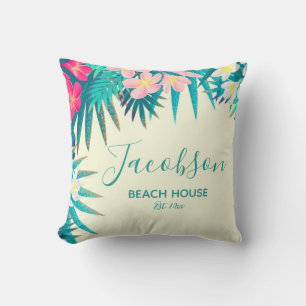 Tropische Floral Beach House Family Summer Vacking Kussen