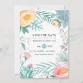 Tropische Floral Beach Summer Weddenschap Save The Date (Voorkant)