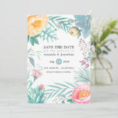 Tropische Floral Beach Summer Weddenschap Save The Date (Staand voorkant)