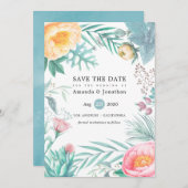 Tropische Floral Beach Summer Weddenschap Save The Date (Voorkant / Achterkant)