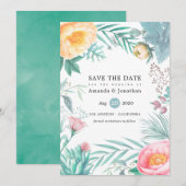 Tropische Floral Beach Summer Weddenschap Save The Date (Voorkant / Achterkant)