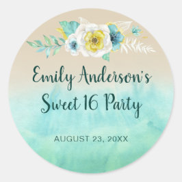 Tropische Floral Beach Sweet 16 Birthday Ronde Sticker