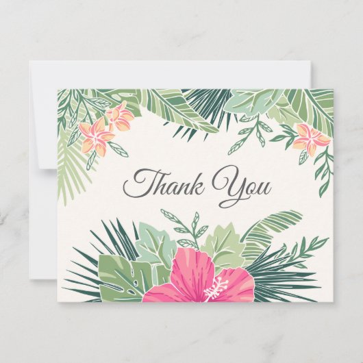 Tropische Floral Beach Wedding Bedankkaart (Voorkant)