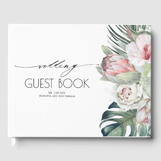 Tropische Floral Beach Wedding Gastenboek (Voorkant)