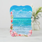 Tropische Floral Beach Wedding Kaart (Staand voorkant)