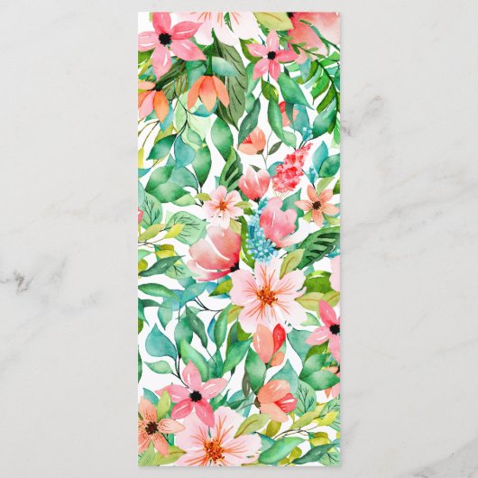 Tropische Floral Beach Wedding Menu (Achterkant)