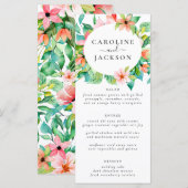 Tropische Floral Beach Wedding Menu (Voorkant / Achterkant)