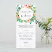 Tropische Floral Beach Wedding Menu (Staand voorkant)