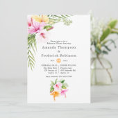 Tropische Floral Beach Wedding Rehearsal Dinner Kaart (Staand voorkant)