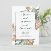 Tropische Floral Beach Wedding Save the Date (Staand voorkant)