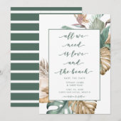 Tropische Floral Beach Wedding Save the Date (Voorkant / Achterkant)