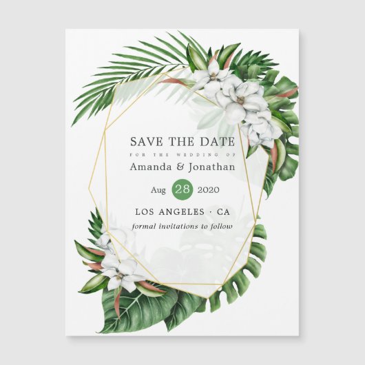 Tropische Floral Beach Wedding Save the Date (Voorkant)