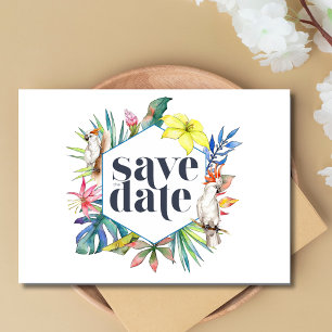 Tropische Floral Beach Wedding Save The Date