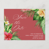 Tropische Floral Beach Wedding Save the Date Aankondigingskaart (Voorkant)