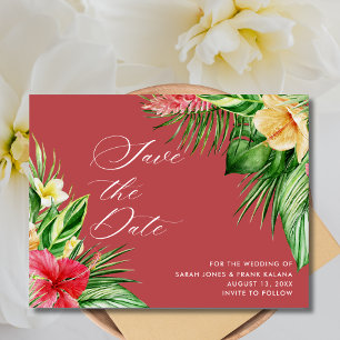 Tropische Floral Beach Wedding Save the Date Aankondigingskaart