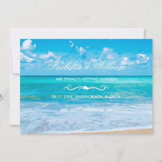 Tropische Floral Beach Wedding Save the Date Kaart (Achterkant)