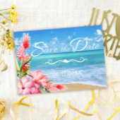 Tropische Floral Beach Wedding Save the Date Kaart