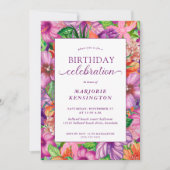 Tropische Floral Birthday Celebration Party Kaart (Voorkant)