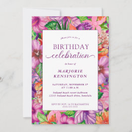 Tropische Floral Birthday Celebration Party Kaart