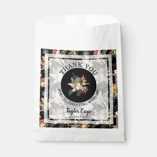 Tropische Floral Birthday Dank u Bedankzakje (Voorkant)
