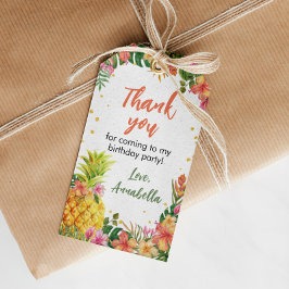 Tropische Floral Birthday Dank u Label Cadeaulabel