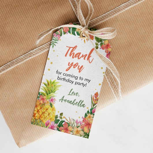 Tropische Floral Birthday Dank u Label Cadeaulabel