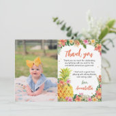 Tropische Floral Birthday Foto bedankt (Staand voorkant)