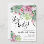 Tropische Floral Birthday Party Kaart (Voorkant)