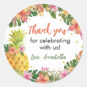 Tropische Floral Birthday Sticker Labels (Voorkant)