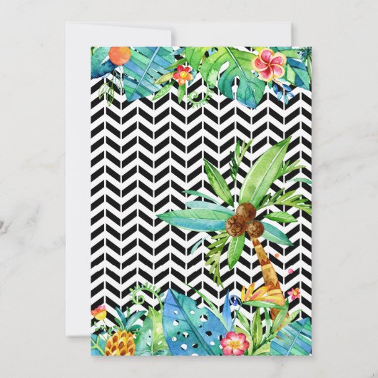 Tropische Floral Black Bridal Shower Invitation Kaart (Achterkant)