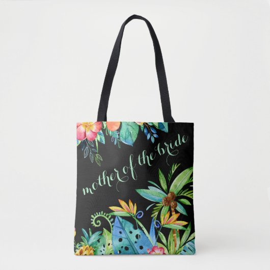 Tropische Floral Black Moeder van de Bride Tote Bag (Voorkant)