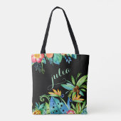 Tropische Floral Black Moeder van de Bride Tote Bag (Achterkant)