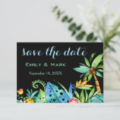 Tropische Floral Black sparen de datum Kaart (Staand voorkant)