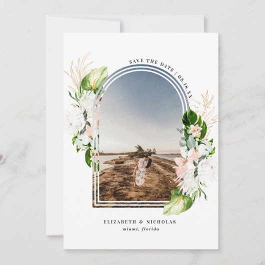 Tropische Floral | Boho Save the Date (Voorkant)