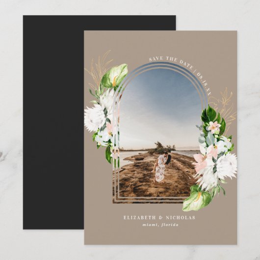 Tropische Floral | Boho Save the Date (Voorkant / Achterkant)